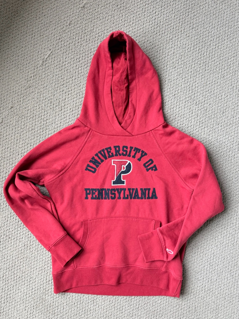 League Red Hoodie with Patterned Trim